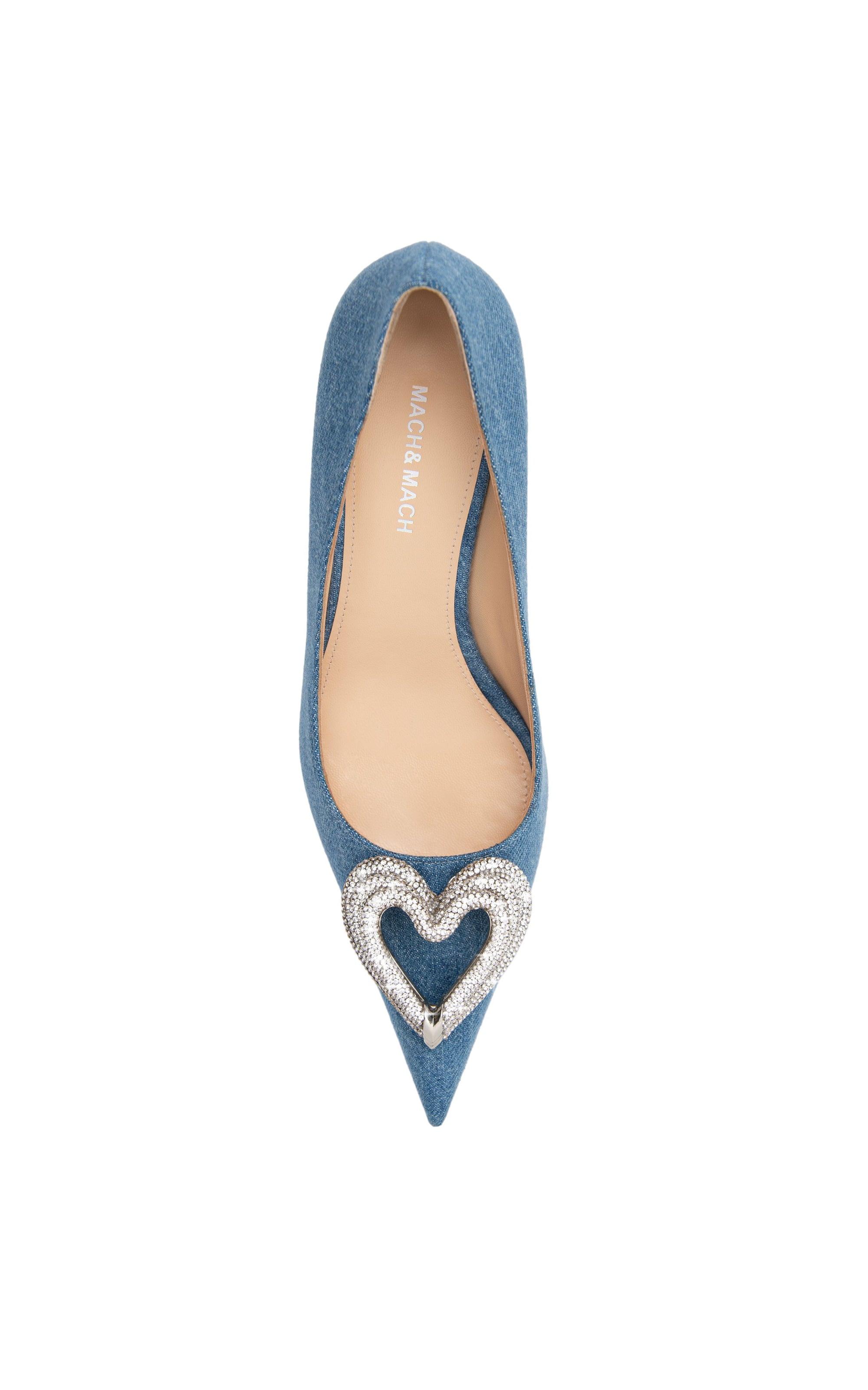 Triple Heart 65 pumps in denim & rhinestone - Denim Blue