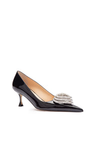 Escarpins Triple Heart 65 en cuir verni & strass - Black