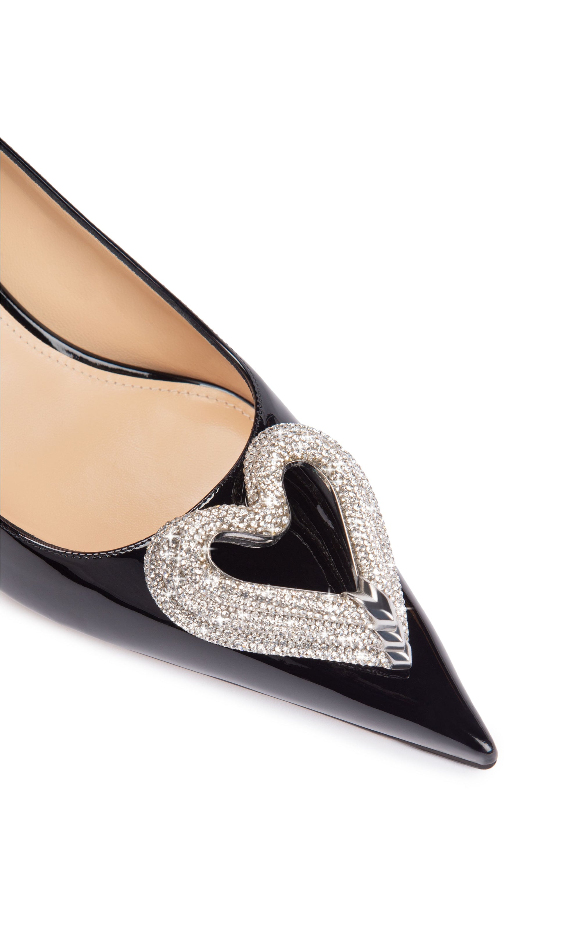 Escarpins Triple Heart 65 en cuir verni & strass - Black