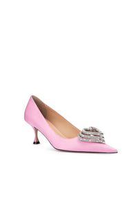 Triple Heart 65 satin and rhinestone pumps - Pink