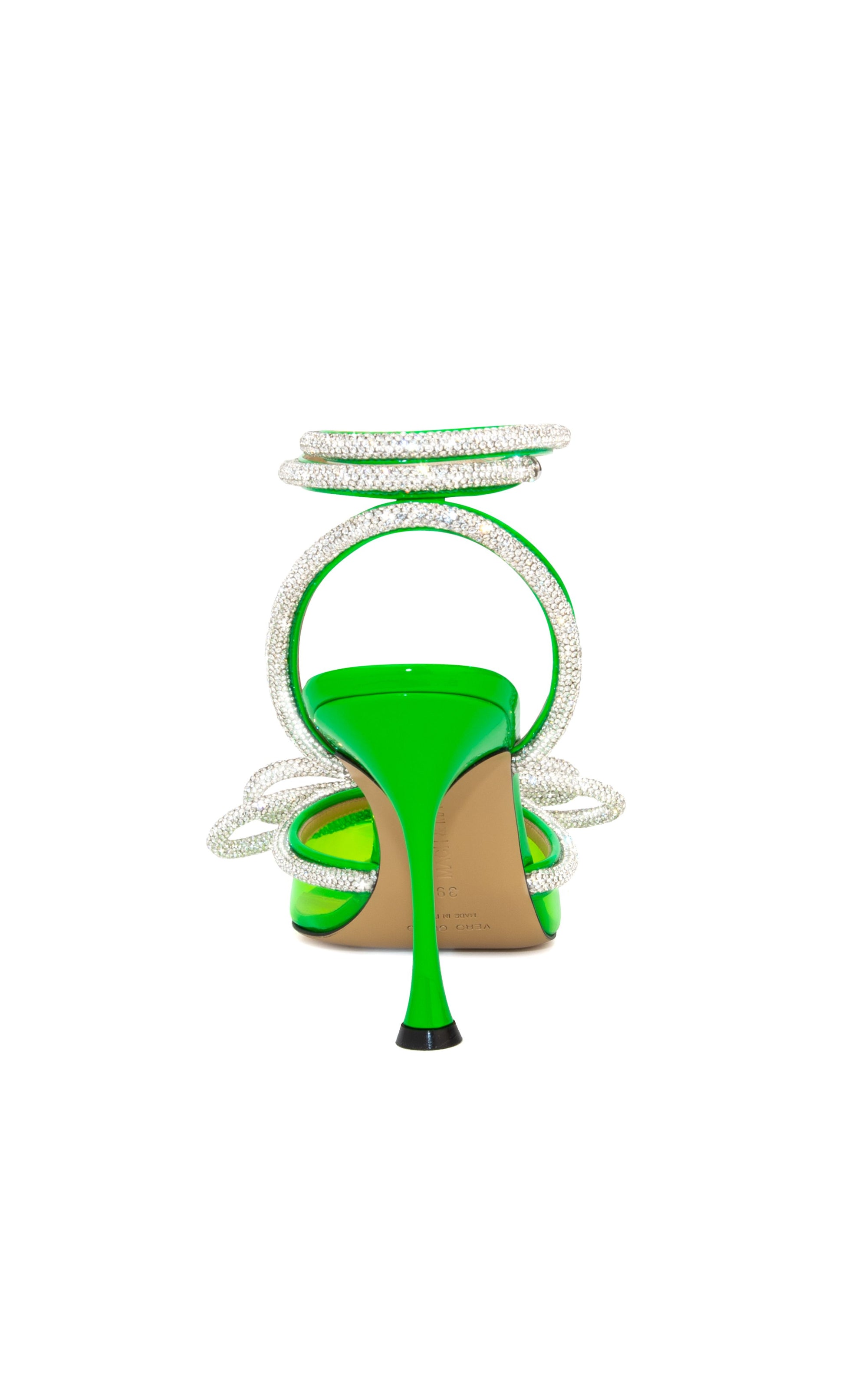 Double Bow 100 strappy pumps with rhinestones - Fluo Green