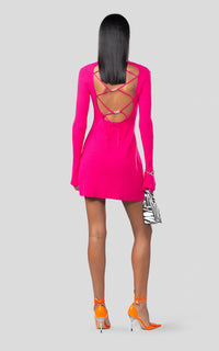 Bow halter dress - Fuchsia
