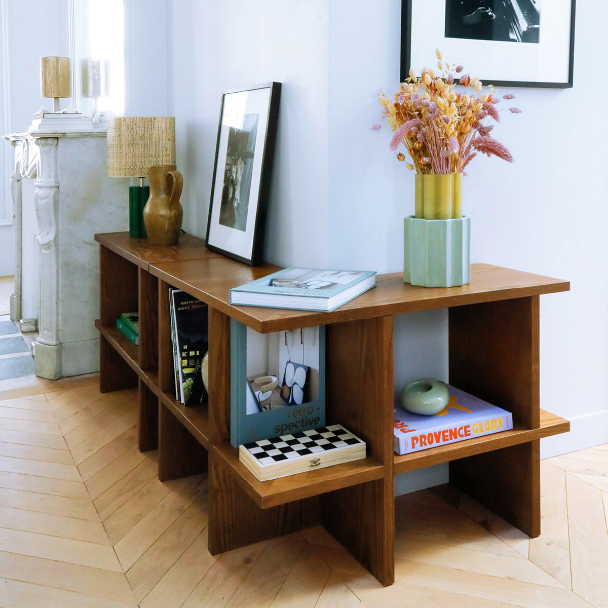 Mara wooden corner shelf - Iroko