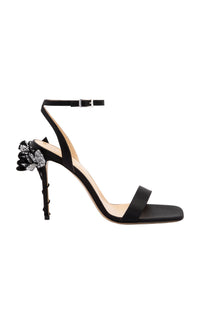 Wonder Tulip 110 silk sandals with rhinestone embellishments - Black