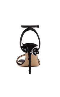 Wonder Tulip 110 silk sandals with rhinestone embellishments - Black