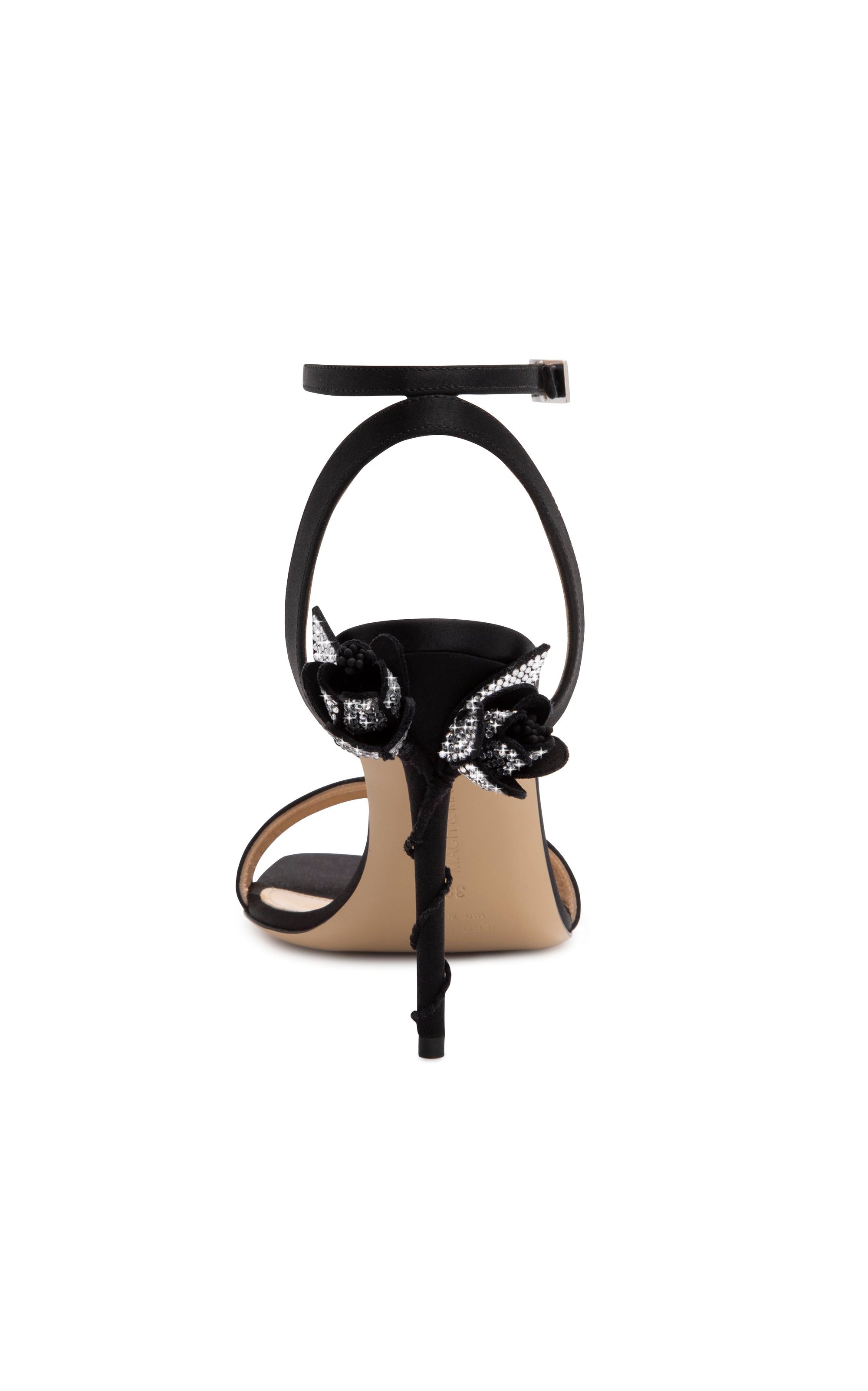 Wonder Tulip 110 silk sandals with rhinestone embellishments - Black