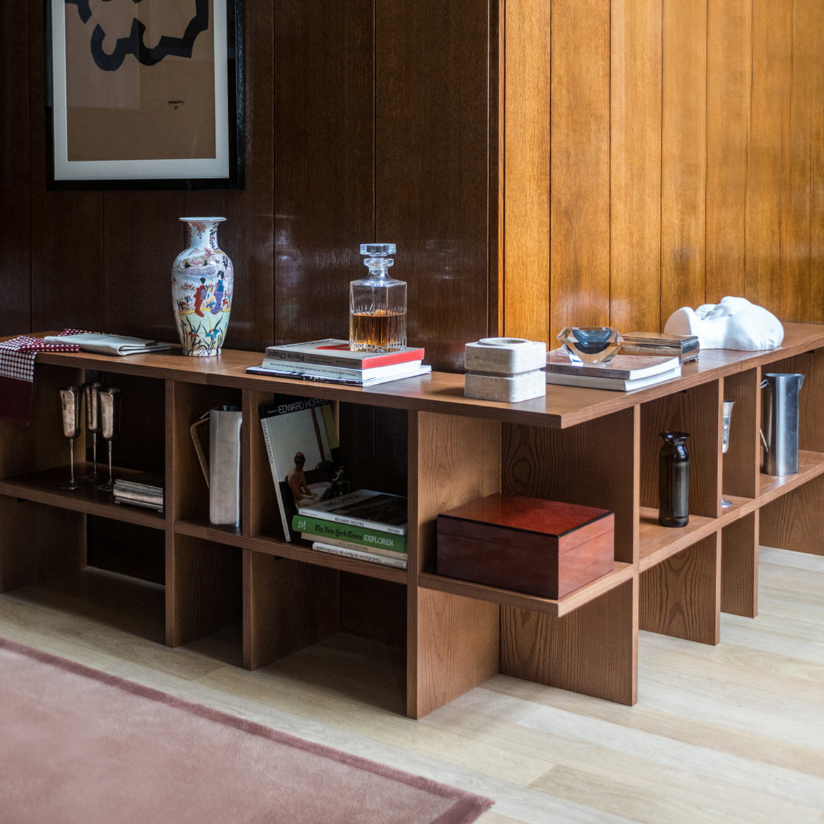 Mara wooden corner shelf - Iroko