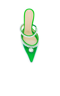 65 stiletto mules with pearls and rhinestones - Green