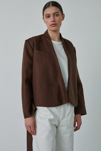 MARRON _ Veste Pampelune en lin - Marron