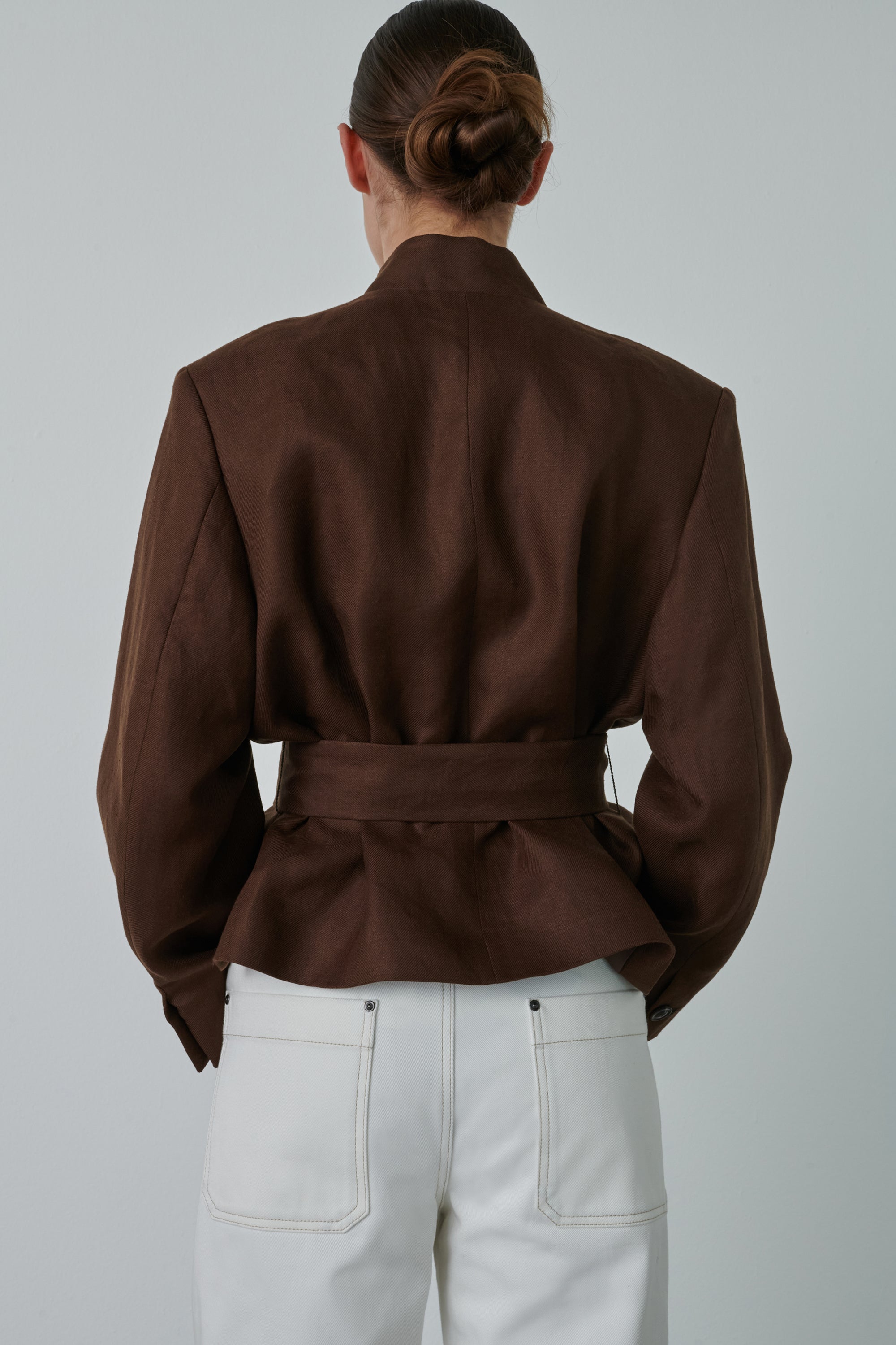 MARRON _ Veste Pampelune en lin - Marron