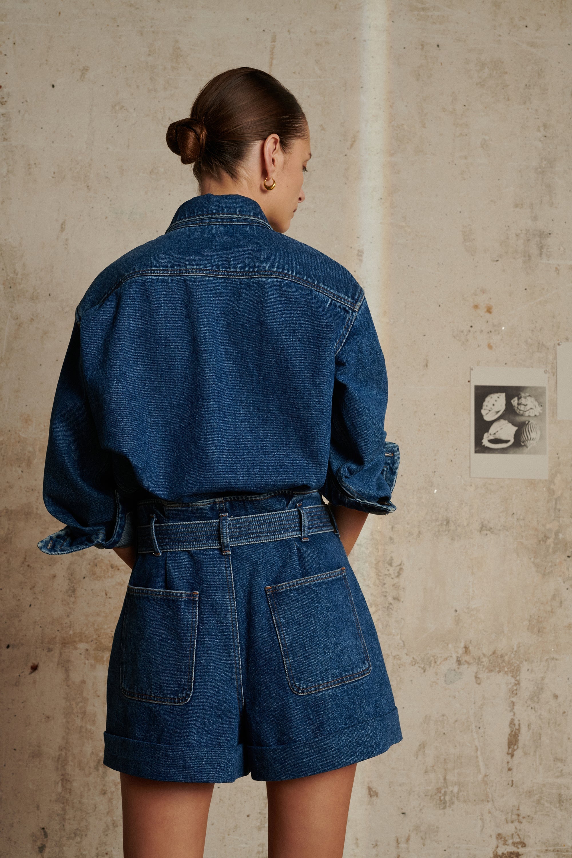 DENIM BLEU DELAVE _ Short Jack en coton - Denim bleu délavé