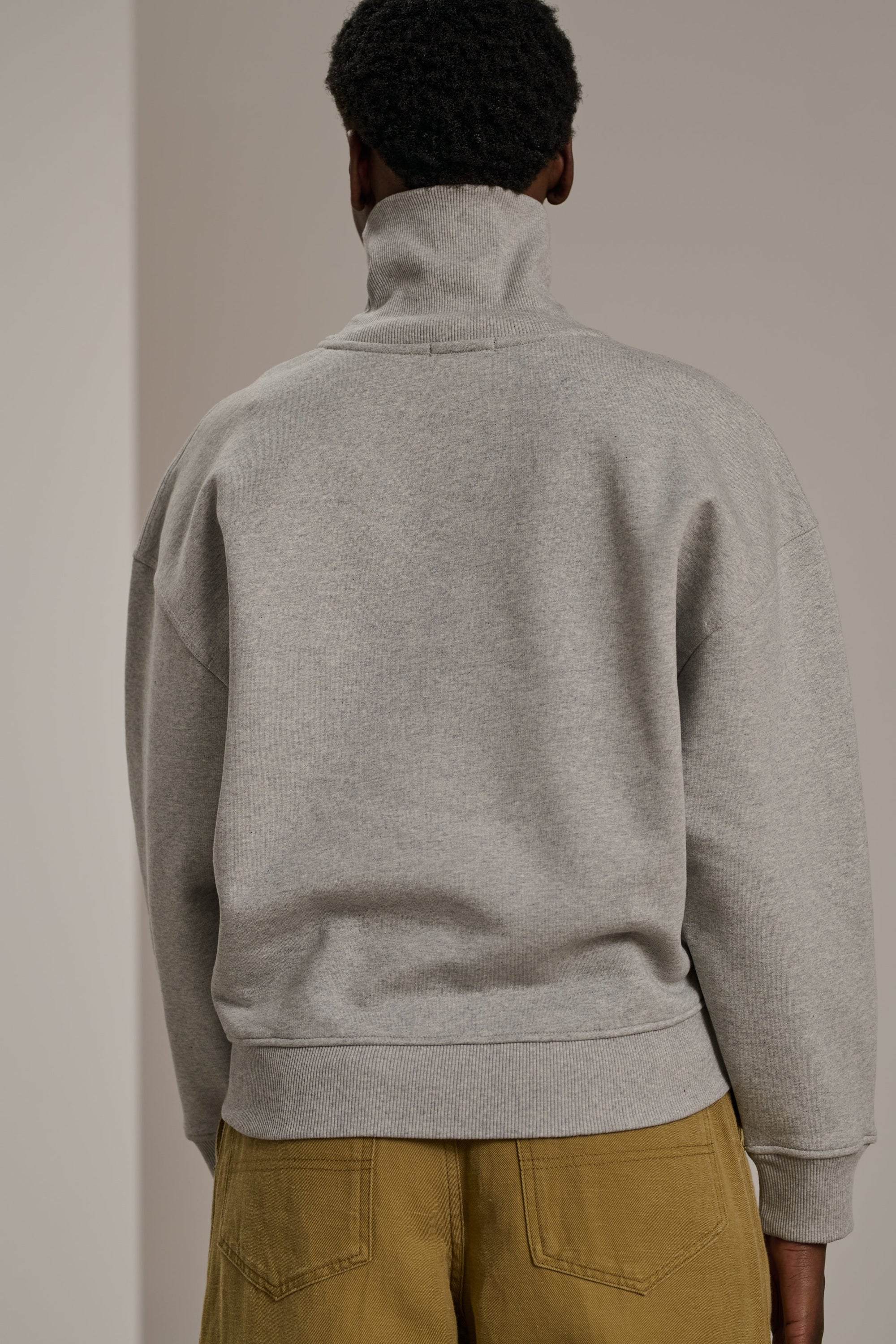 Sweatshirt col montant Vito en coton - Gris Chine