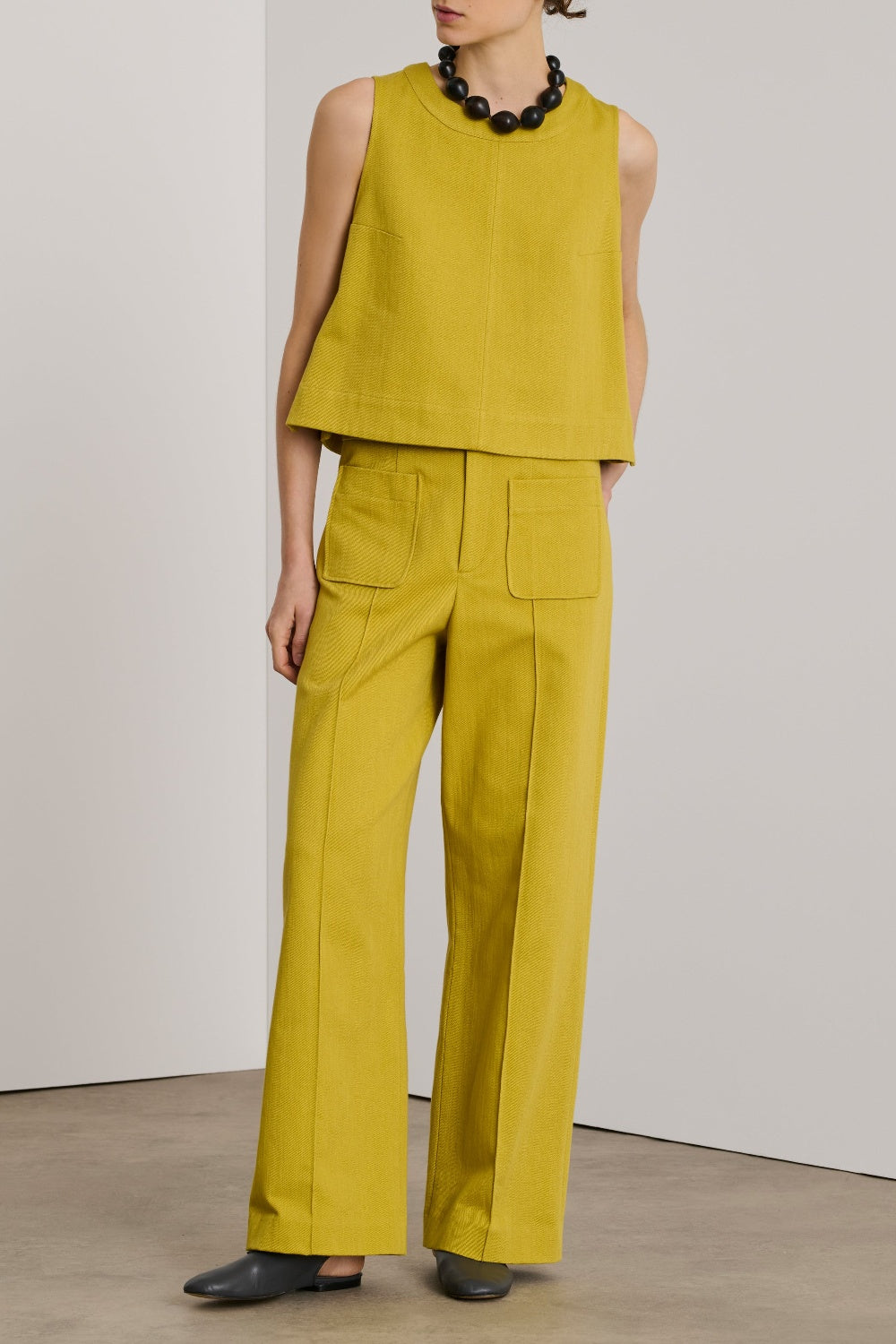 Blouse Pampa sans manches en denim - Jaune Doré