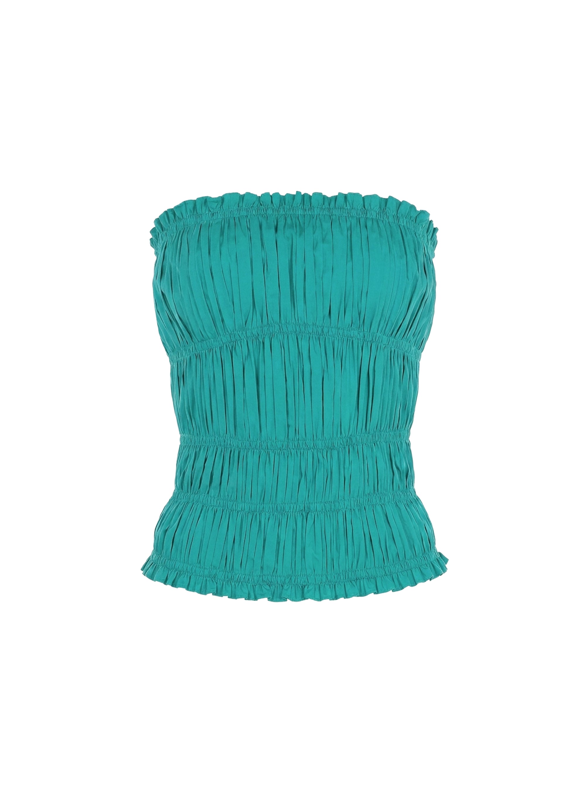 Bustier smocké en tissu extensible - Green & Light Blue