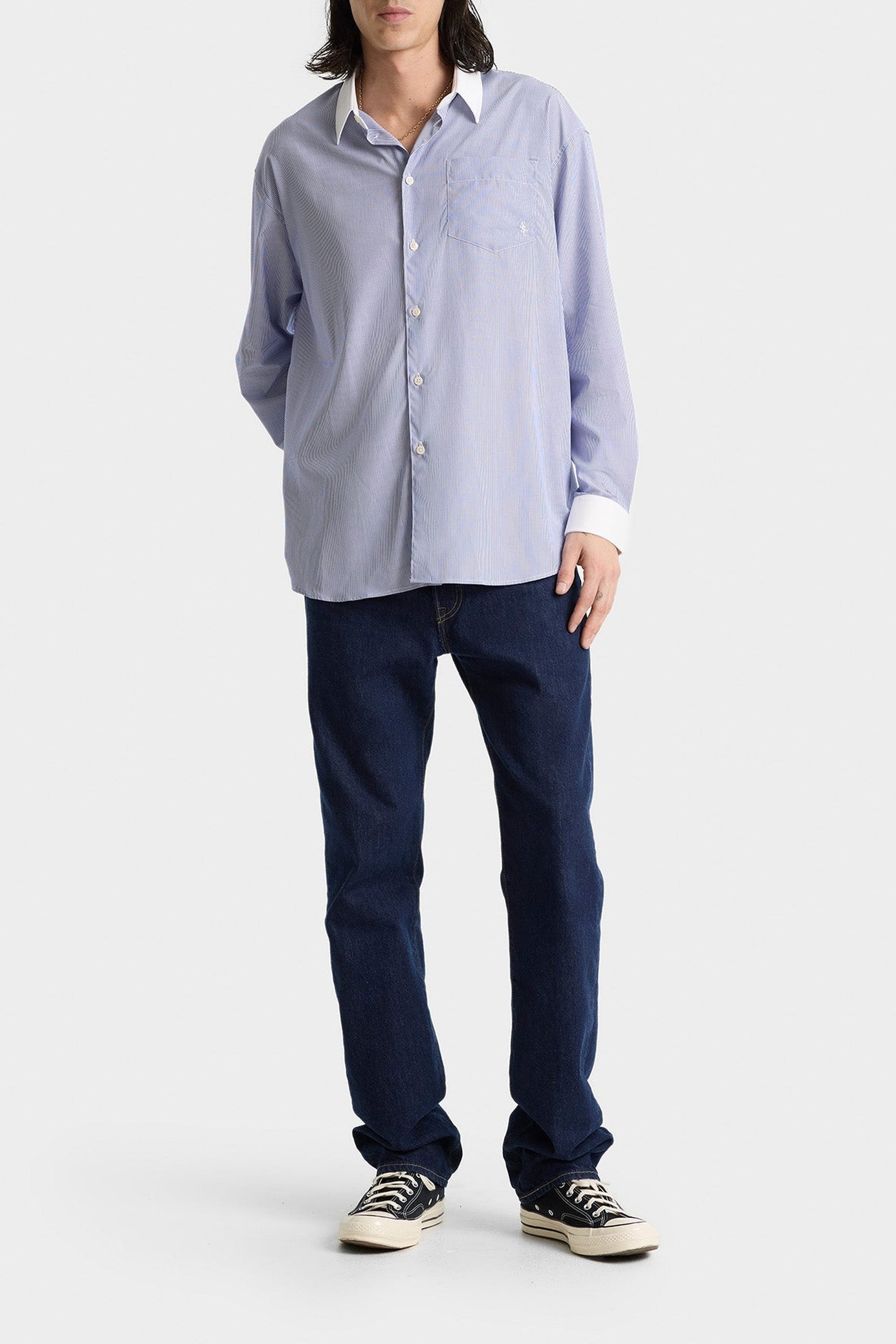 Chemise SRC oversize à rayures - Blue Striped