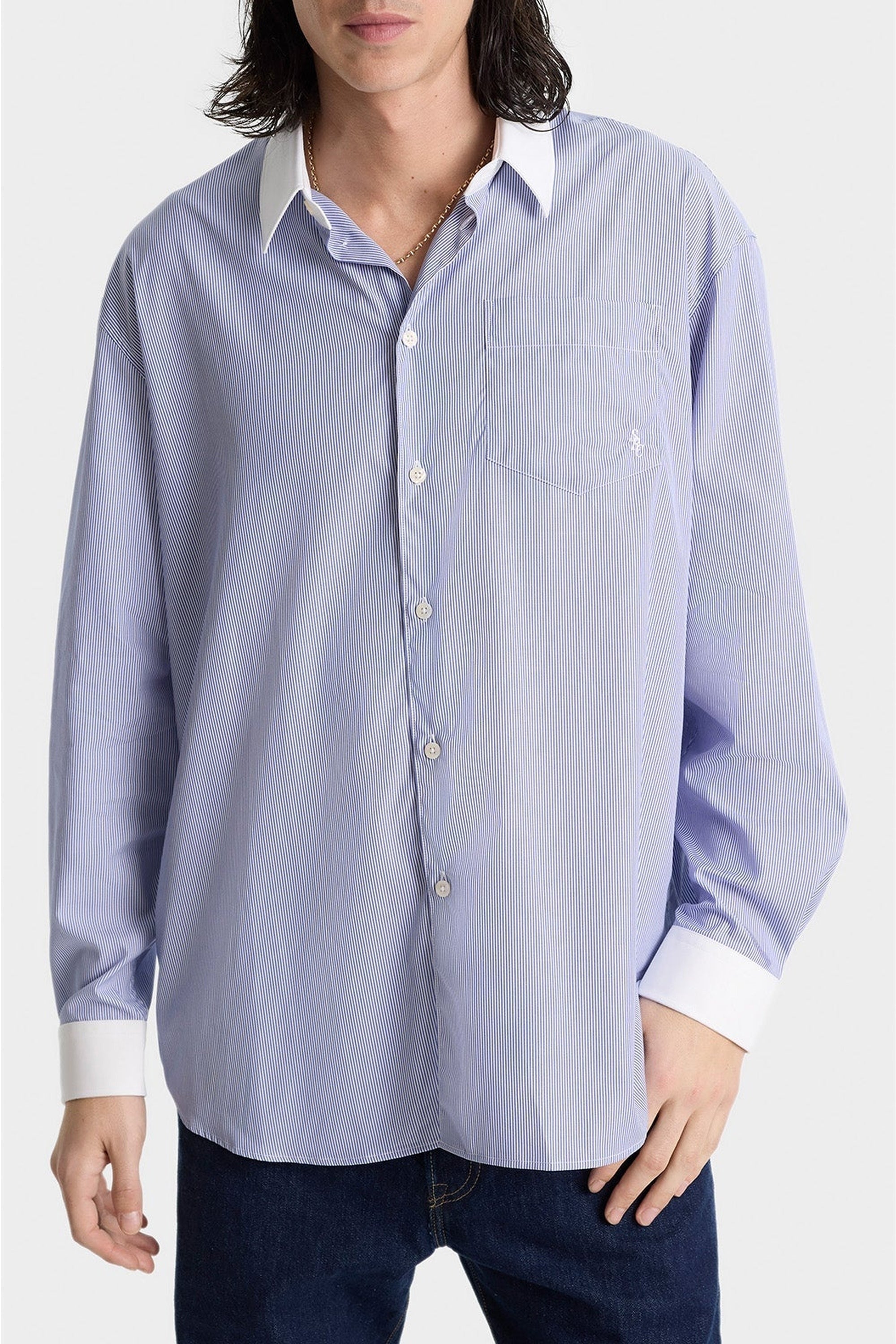 Chemise SRC oversize à rayures - Blue Striped