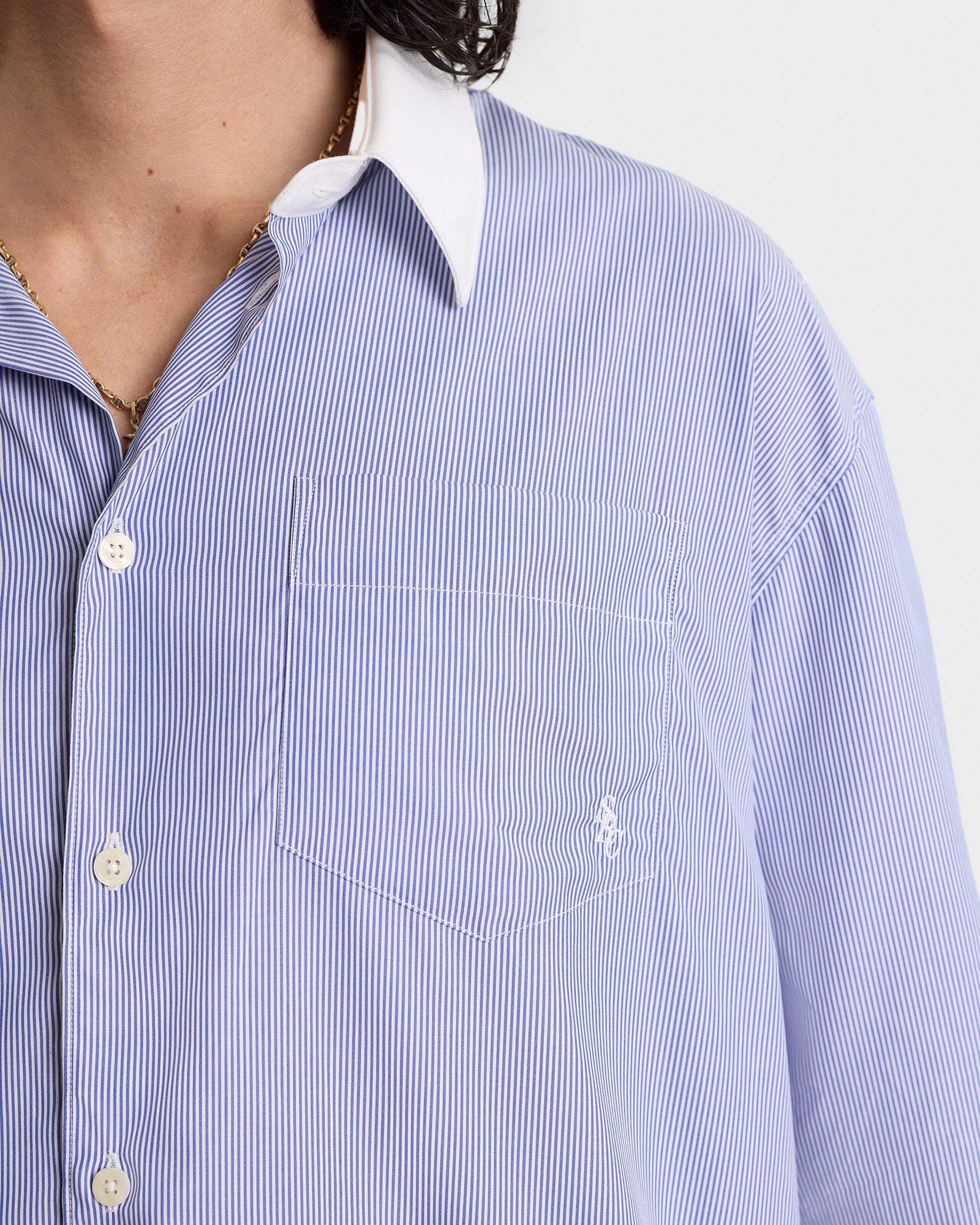 Chemise SRC oversize à rayures - Blue Striped