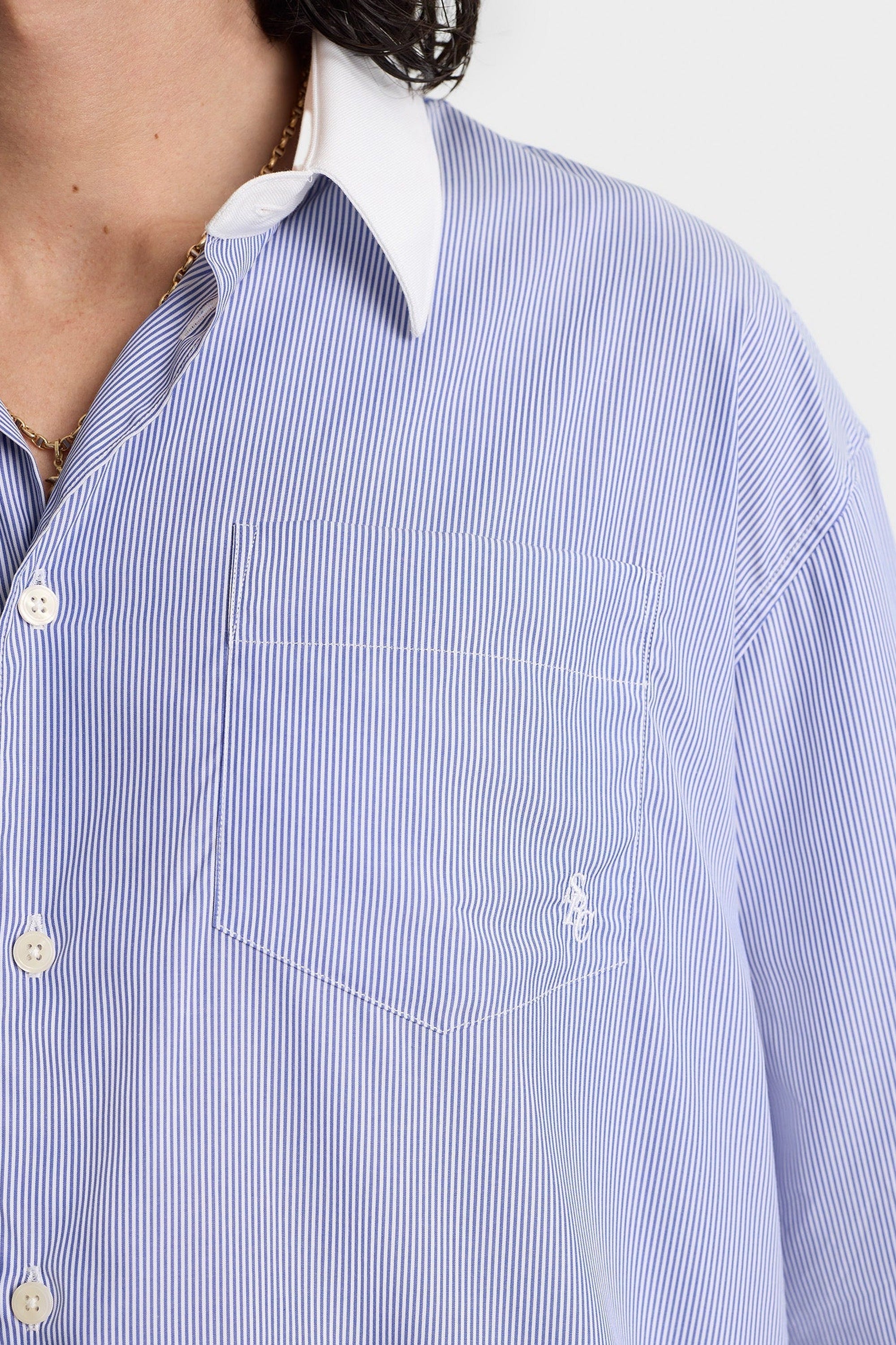 Chemise SRC oversize à rayures - Blue Striped