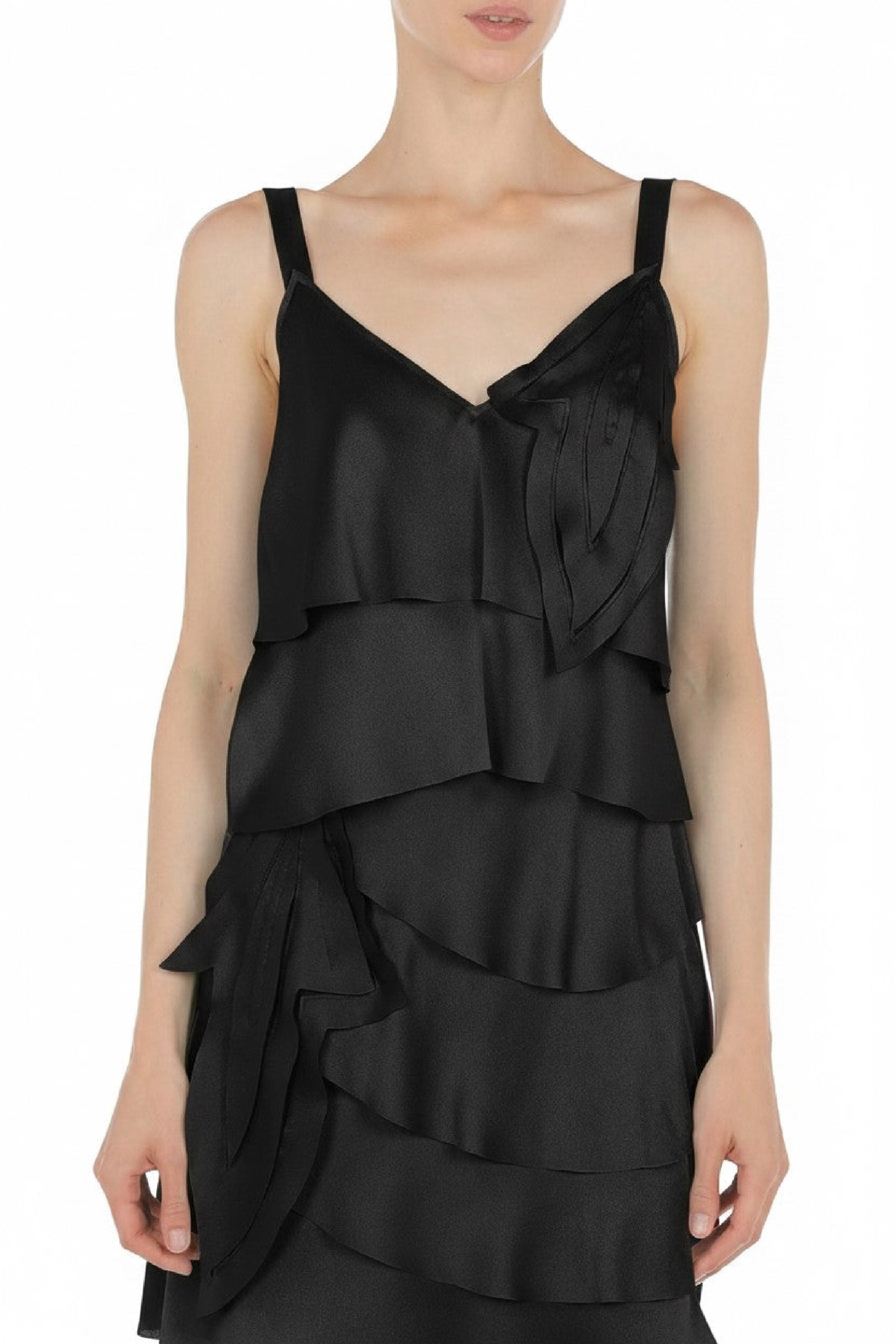 Top en soie mélangée - Black
