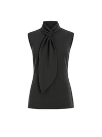Blouse avec nœud drapé au col en soie - Grey