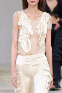 Sheer silk blend top - Ivory