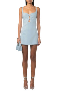 Short cut-out dress with rhinestone embellishments - Pastel Blue