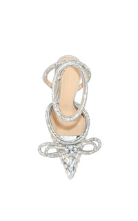 Double Bow 100 strappy pumps with pearls and rhinestones - White