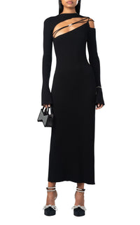 Bow midi dress with cut-outs - Black