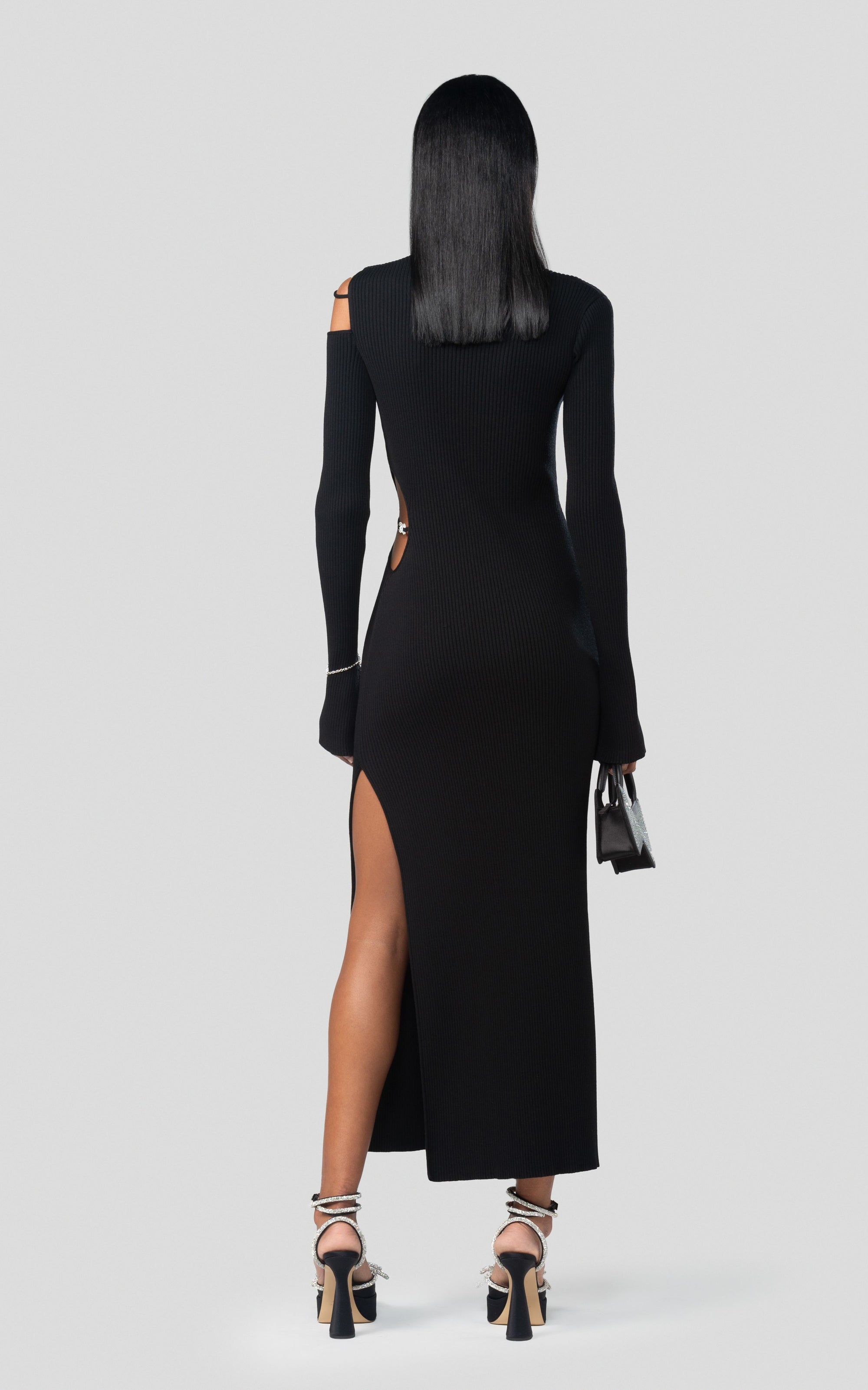 Bow midi dress with cut-outs - Black