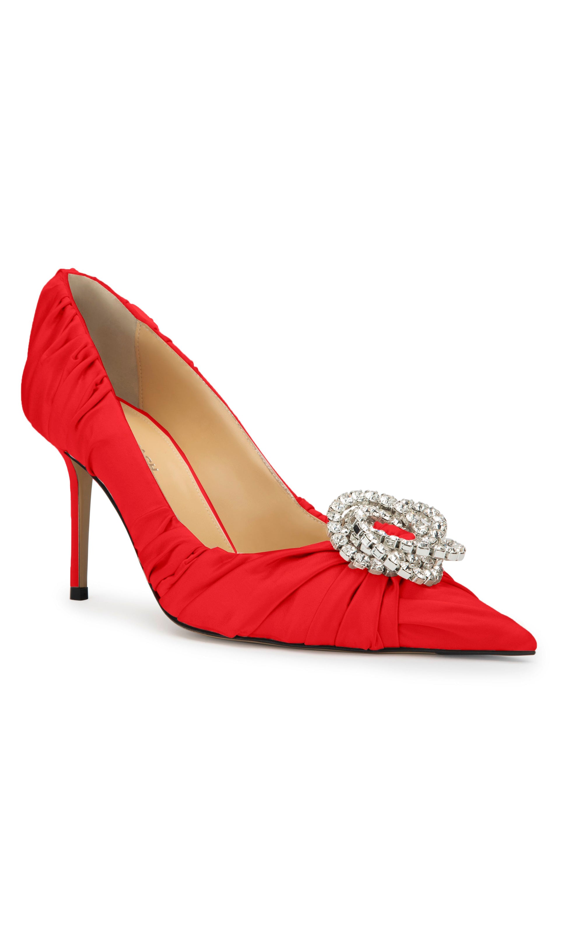 Galaxy 85 satin and rhinestone pumps - Red