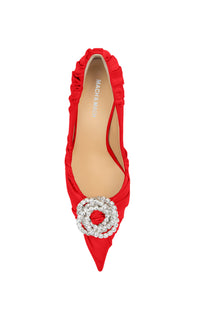 Galaxy 85 satin and rhinestone pumps - Red