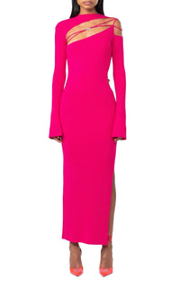 Bow midi dress with cut-outs - Fuchsia