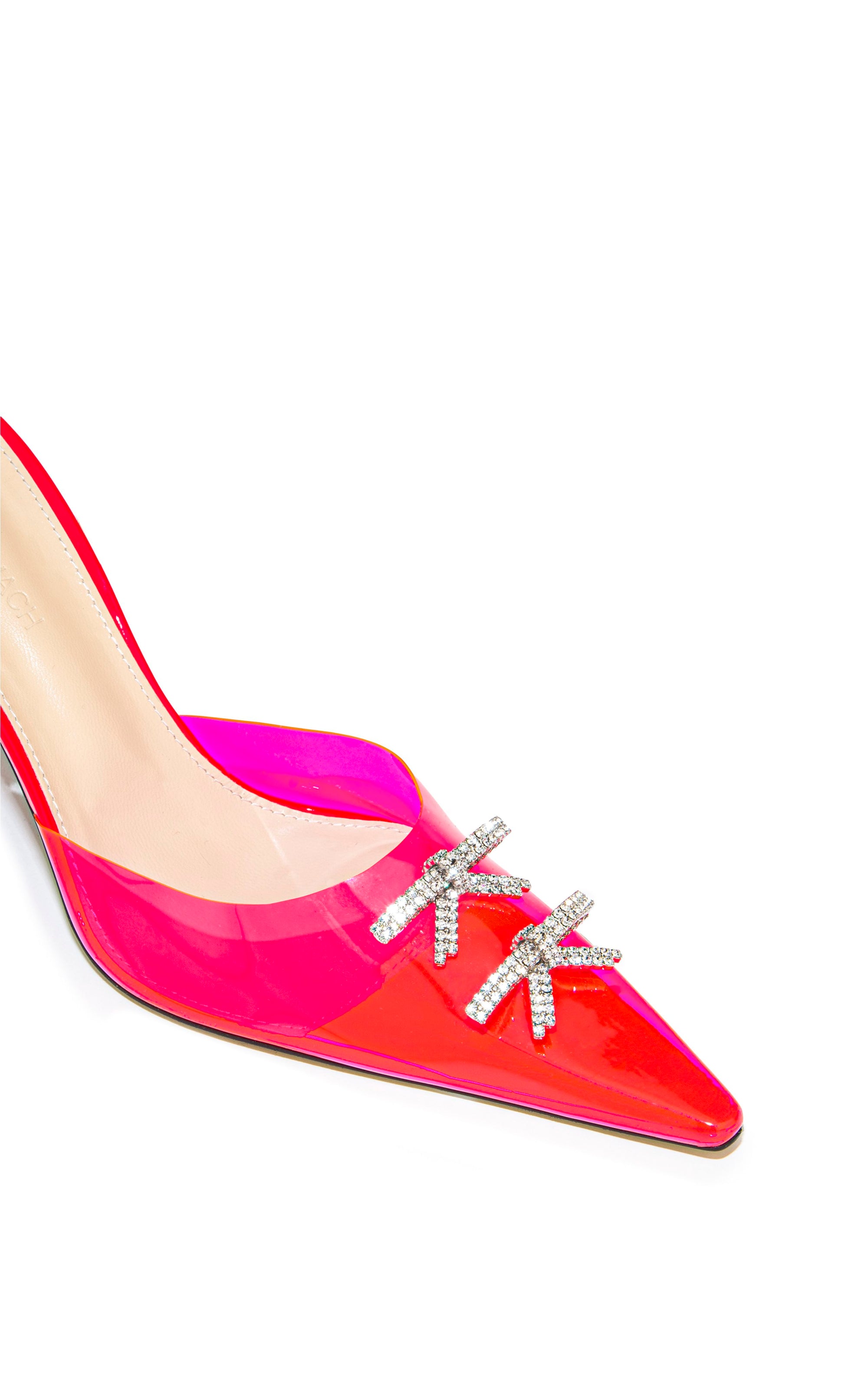 Matilda 100 strappy pumps with pearls and rhinestones - Fluo Pink