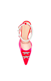 Matilda 100 strappy pumps with pearls and rhinestones - Fluo Pink