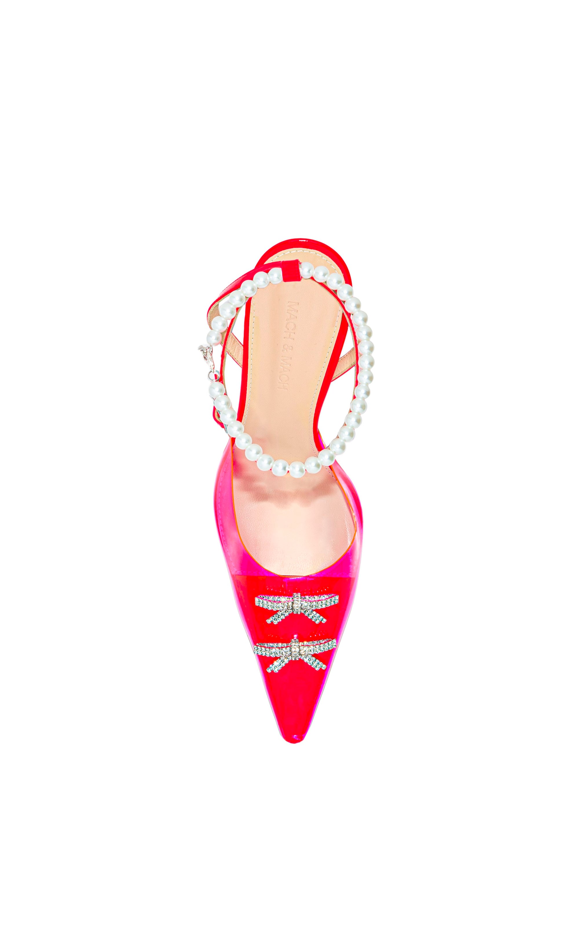 Matilda 100 strappy pumps with pearls and rhinestones - Fluo Pink