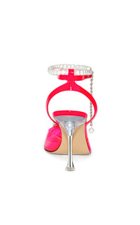 Matilda 100 strappy pumps with pearls and rhinestones - Fluo Pink