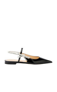 Patent leather ballerinas with rhinestone embellishments - Black