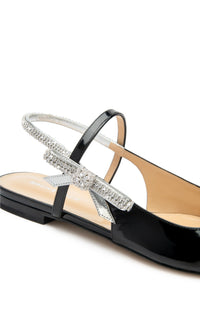 Patent leather ballerinas with rhinestone embellishments - Black
