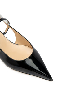 Patent leather ballerinas with rhinestone embellishments - Black