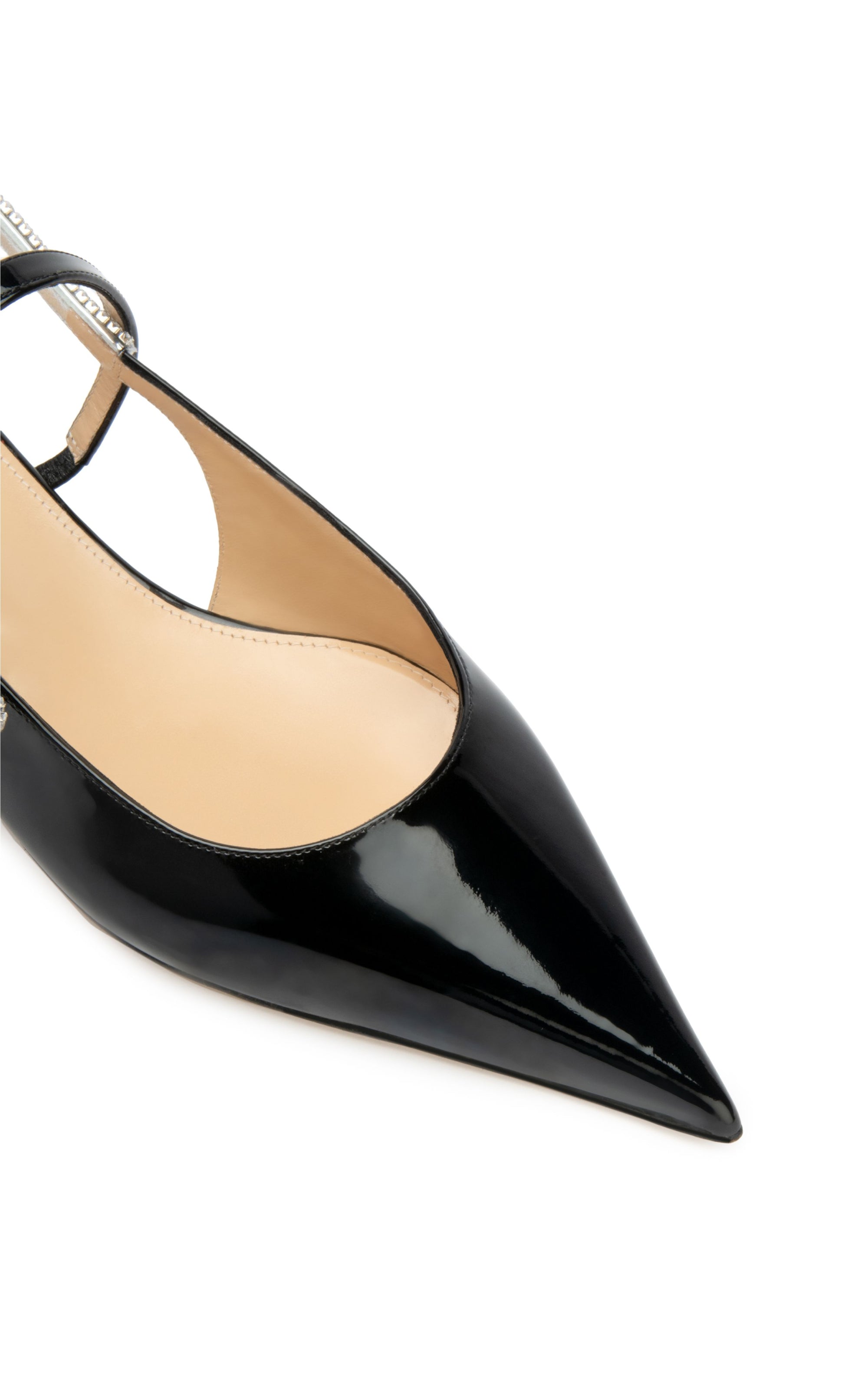 Patent leather ballerinas with rhinestone embellishments - Black