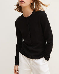 Slim-fit cardigan with cashmere and silk pockets - Givre