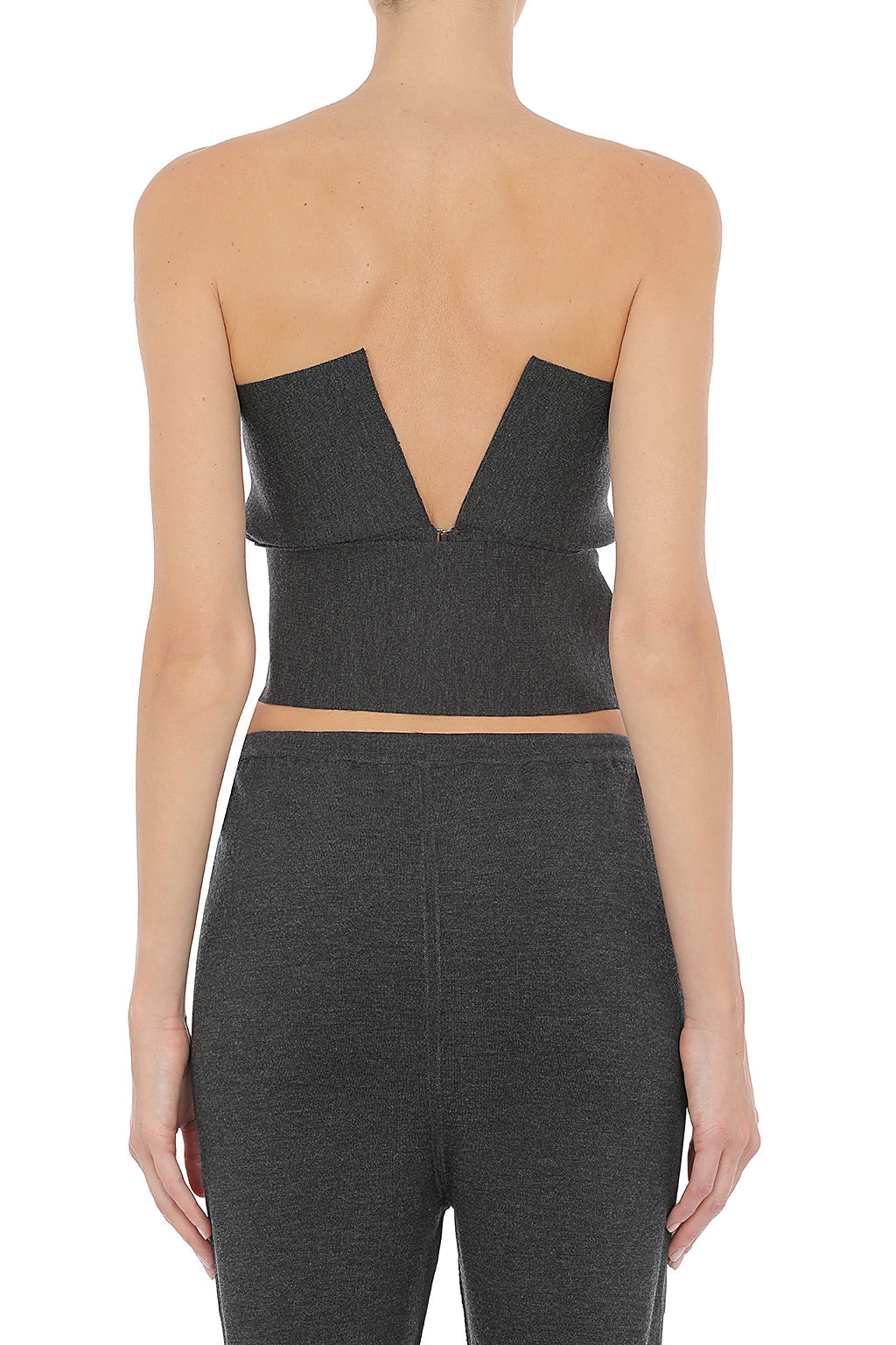 Top structuré sans bretelles orné de perles en laine - Dark Grey