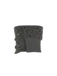 Top structuré sans bretelles orné de perles en laine - Dark Grey
