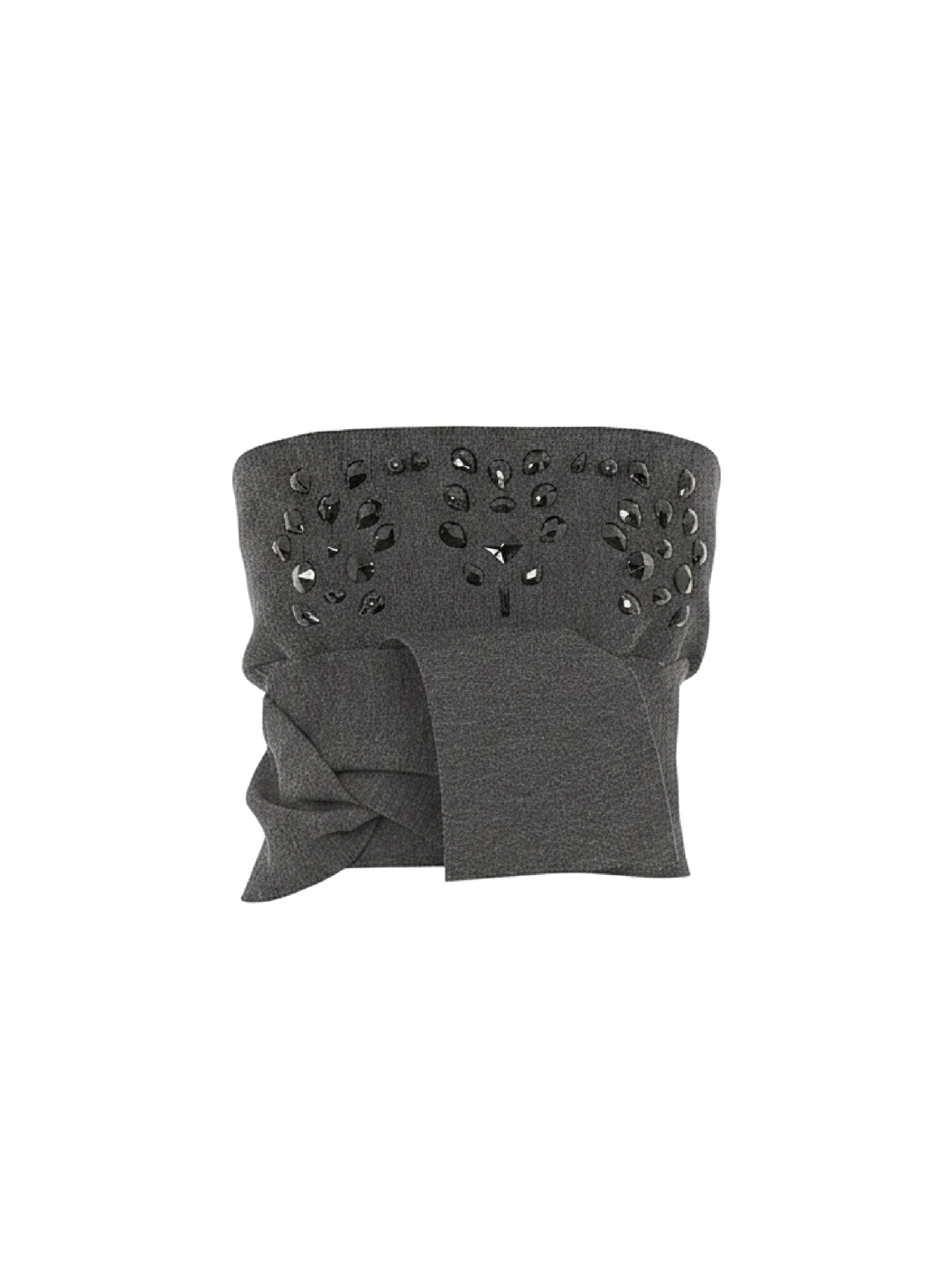 Top structuré sans bretelles orné de perles en laine - Dark Grey