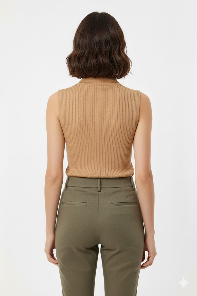 Top sans manches en cachemire - Brown & Yellow
