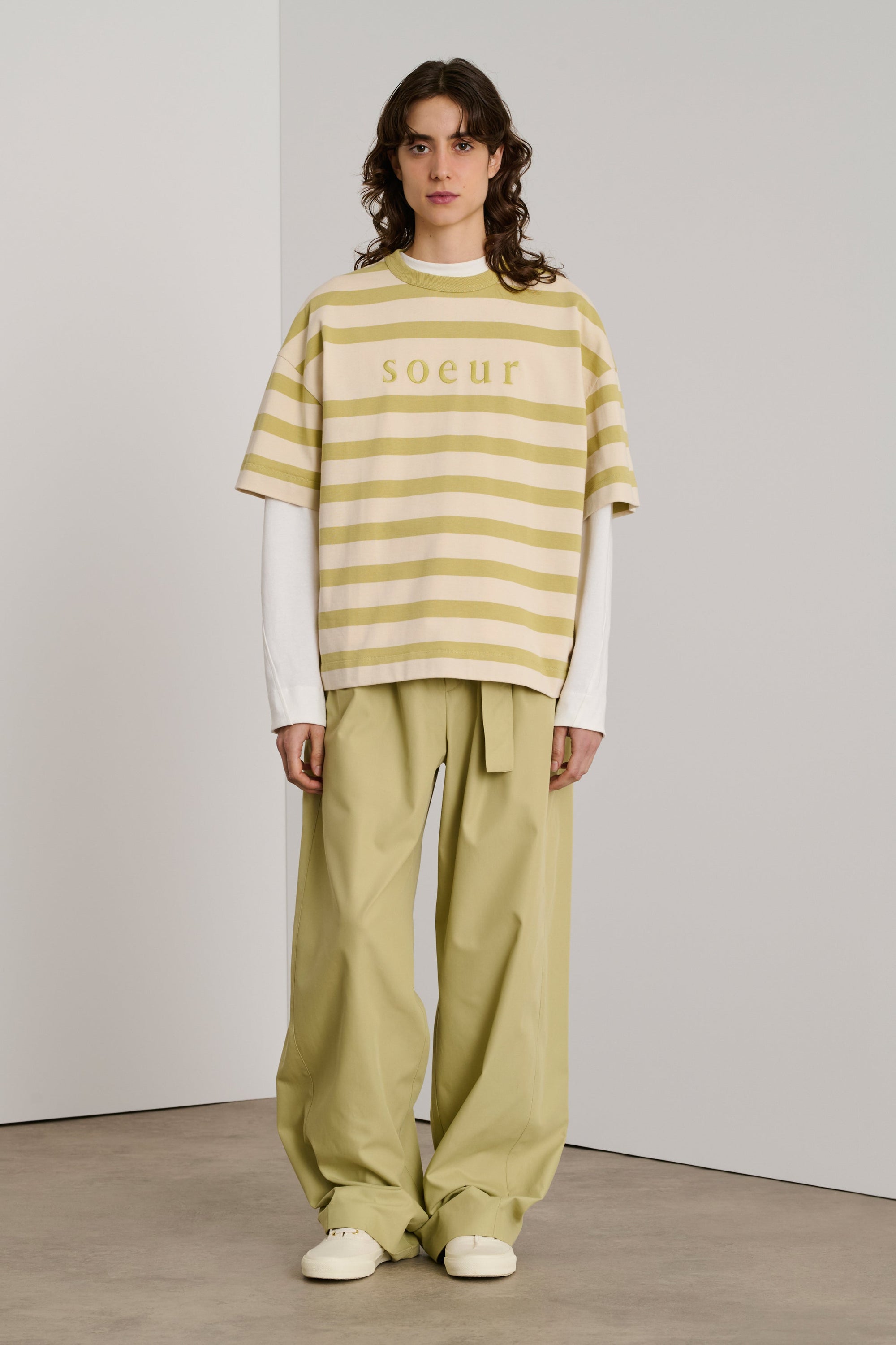 ECRU/SAUGE TSHIRT MANCHES COURTES ADAM