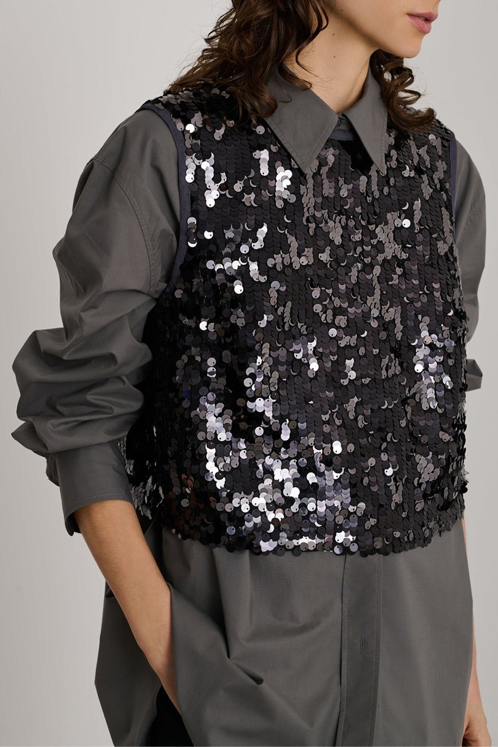 Débardeur à sequins Raf - Argent & Bleu