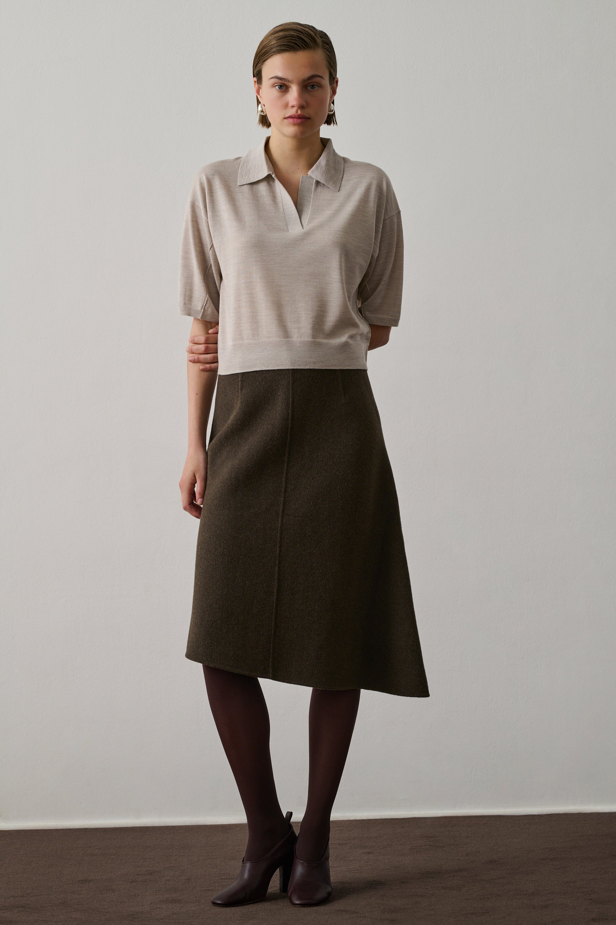 Polo Elton en laine - Blanc cassé