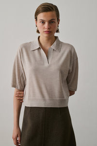 Polo Elton en laine - Blanc cassé