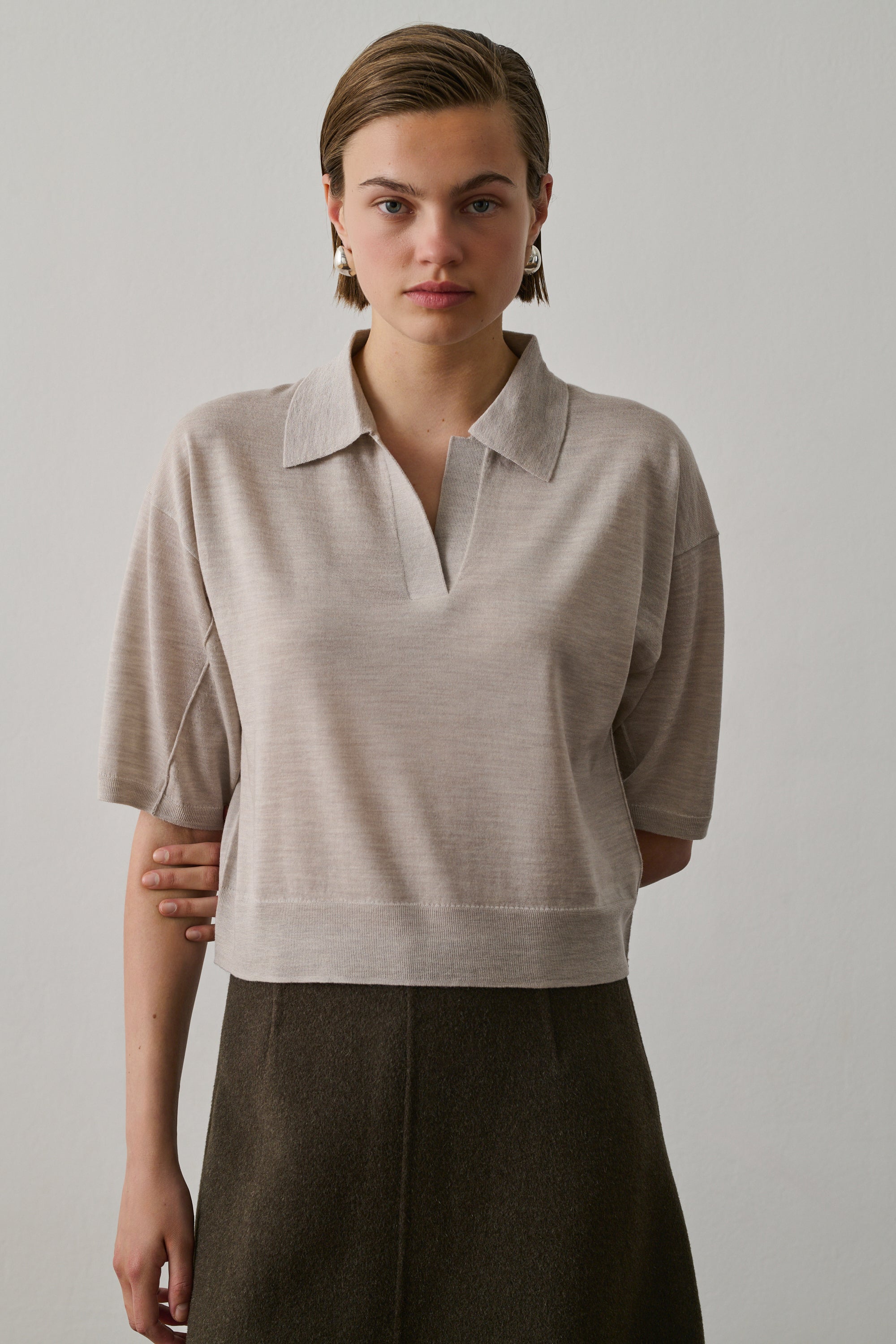 Polo Elton en laine - Blanc cassé